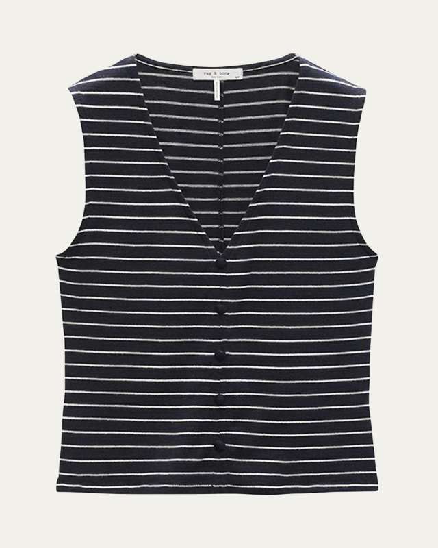 The Knit Stripe Button-Front Tank Top